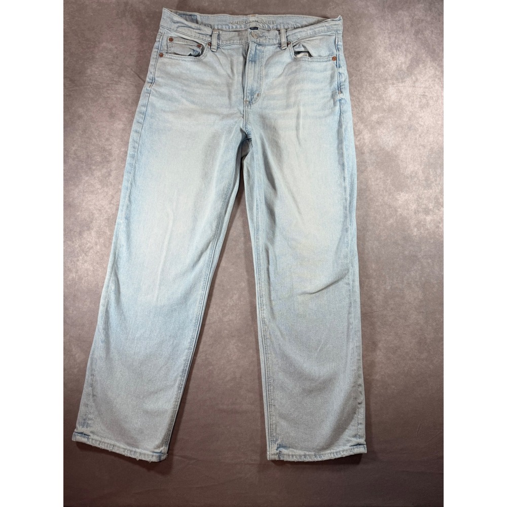 American Eagle Womens 12 Short Light Wash Stretch Straight Leg Jeans